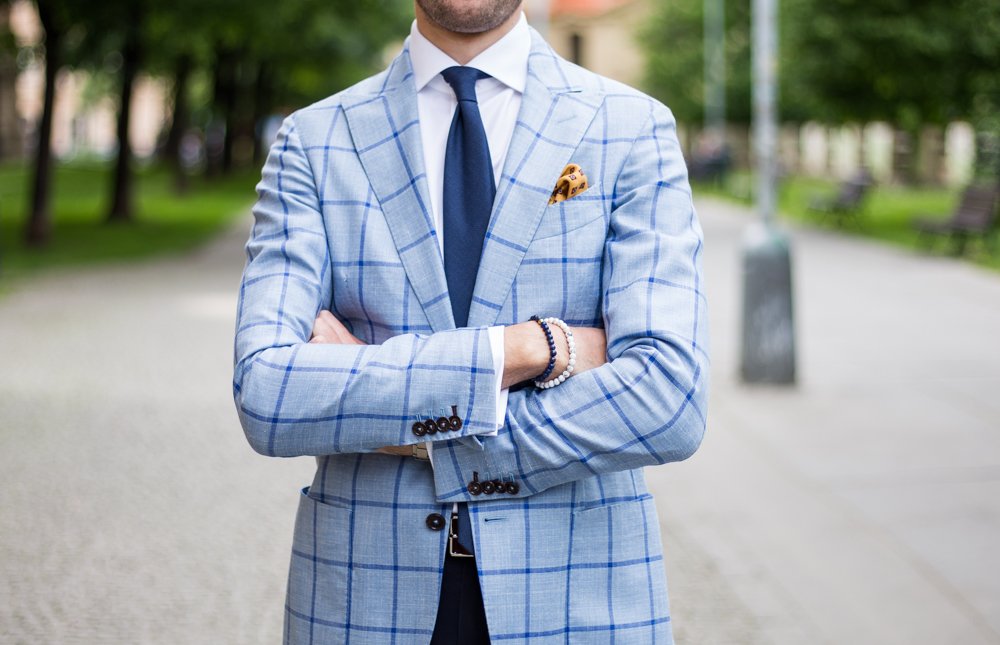 Light blue checkered clearance blazer